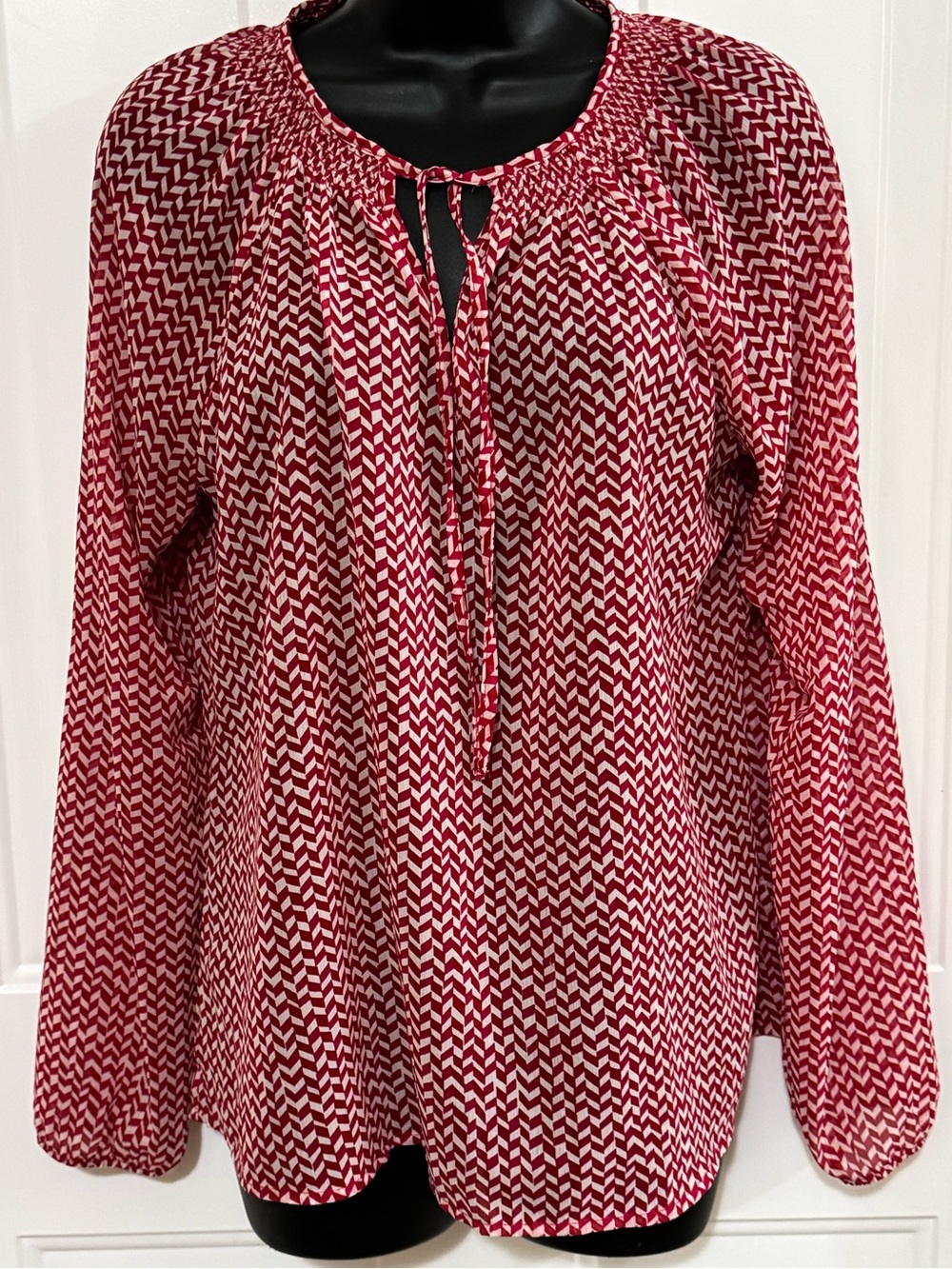 GAP Red & White Patterned Long-Sleeve Peasant Tunic